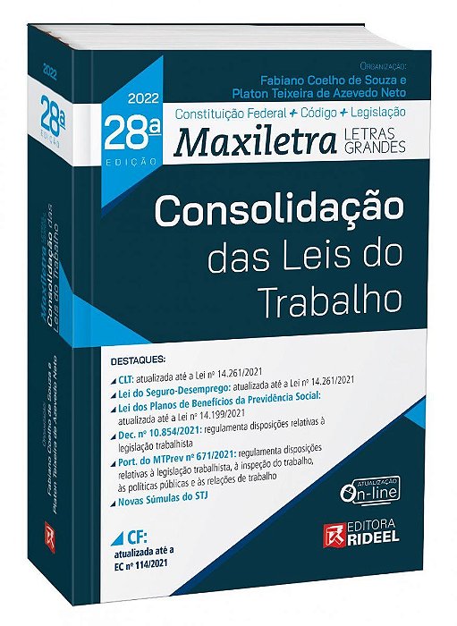 Livro Consolidação das Leis do Trabalho 28ª Edição - Souza - Rideel