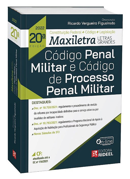 Livro Código Penal Militar e Código de Processo Penal Militar - Figueiredo - Rideel