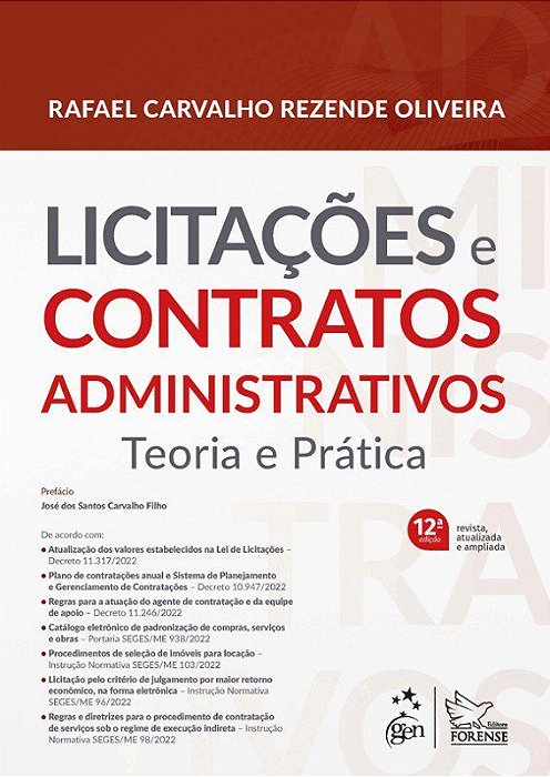 Livro Licitações e Contratos Administrativos: Teoria e Prática - Oliveira - Forense