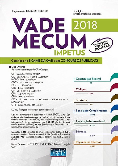 Livro Vade Mecum Impetus Para Oab E Concursos 2018 - Impetus