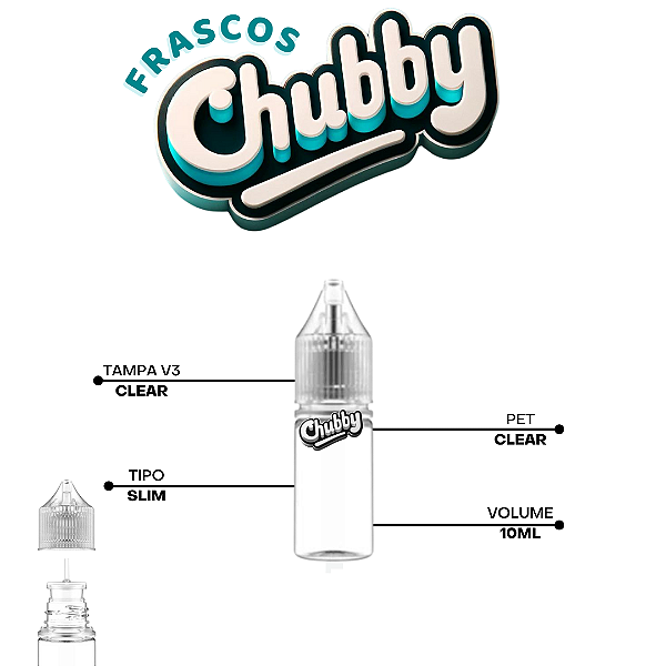 Frasco Chubby V3 10ml | Clear/Clear - 10un