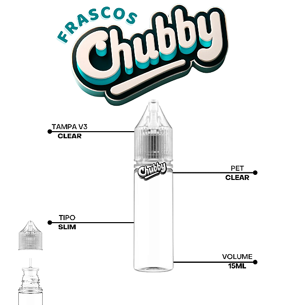 Frasco Chubby V3 15ml | Clear/Clear - 10un
