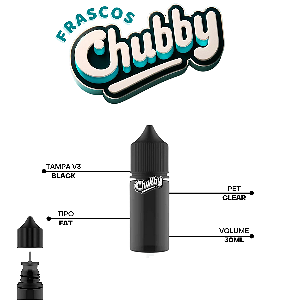 Frasco Chubby V3 30ml FAT | Black/Black - 10un