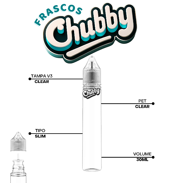 Frasco Chubby V3 30ml SLIM | Clear/Clear - 10un