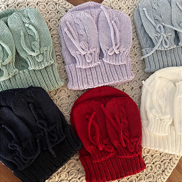 Kit Gorro com  Luvas Tricot Azul