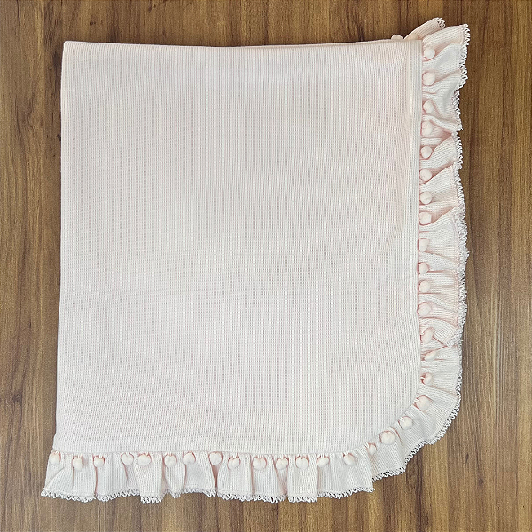 Manta em Algodão Pompom Rosa