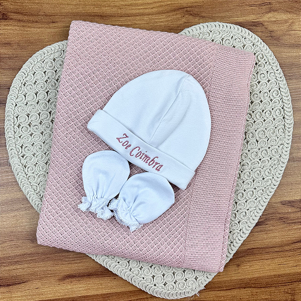Kit Gorrinho e luvas Personalizado Menina