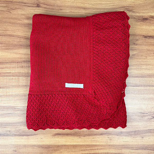 Manta Tricot Renda Vermelho