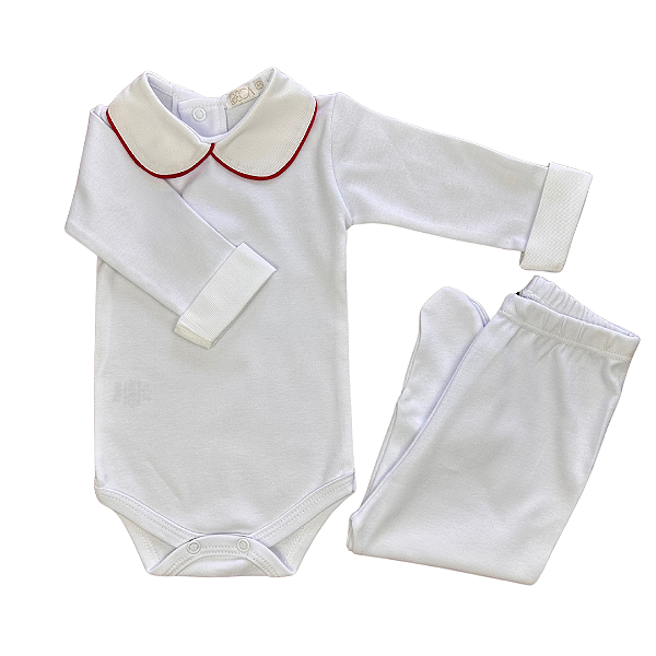 Conjunto Body Gola Menina Viés Vermelho