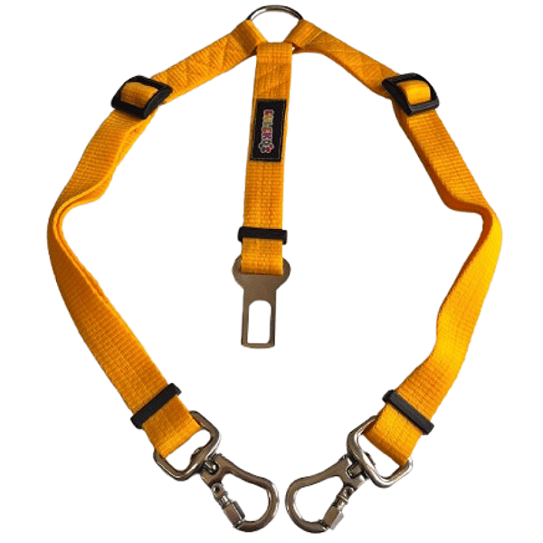 Cinto de Segurança Duplo Pet Colorido Luleko - Amarelo