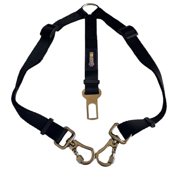 Cinto de Segurança Duplo Pet Colorido Luleko - Preto