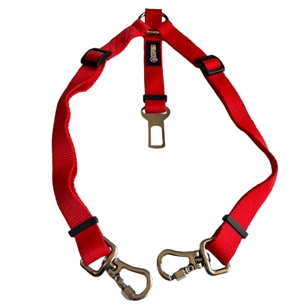 Cinto de Segurança Duplo Pet Colorido Luleko - Vermelho