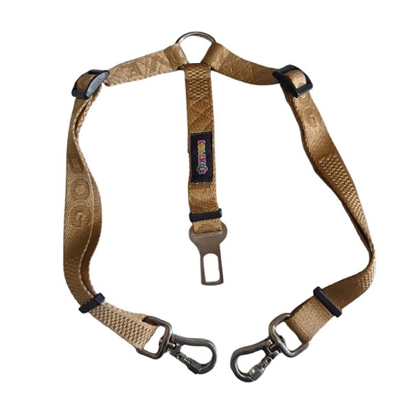 Cinto de Segurança Duplo Premium Love My Dog Luleko - Dourado