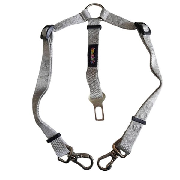 Cinto de Segurança Duplo Premium Love My Dog Luleko - Prateado