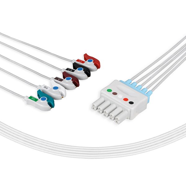 KIT RABICHO DE ECG 5 VIAS - TIPO GARRA DRAGER 5 P - BY