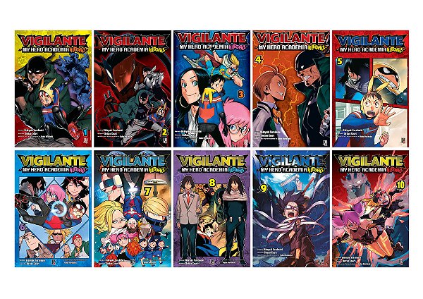 Coleção de Mangás Vigilante My Hero Academia Illegals Vols. 1 ao 10 (Em Português) + 3 Brindes