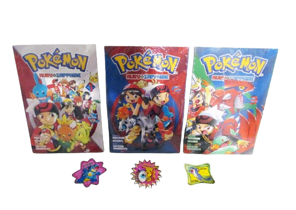 Coleção de Mangás Pokémon Ruby & Sapphire Vols. 1, 2 & 3 (Em Português) + 3 Brindes