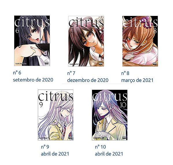 Coleção de Mangás Citrus Vols. 6 ao 10 (Yuri +18 anos | Em Português) + 1 Brinde