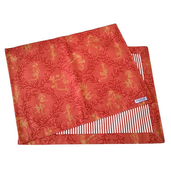 Jogo Americano Cavalo Marinho Fundo Coral