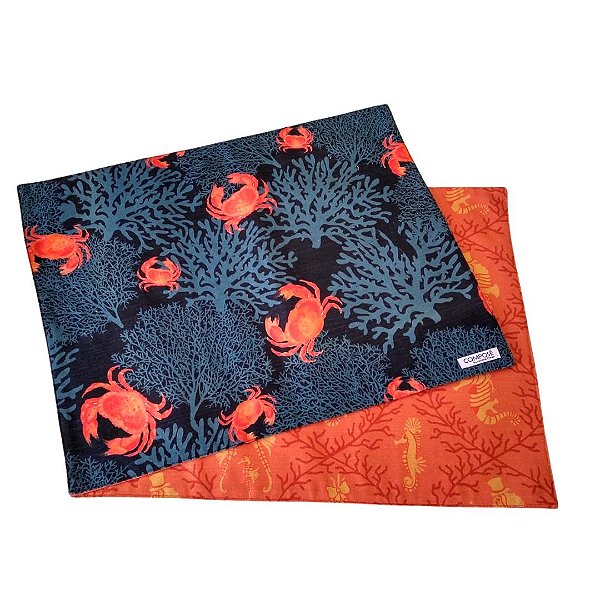 Jogo Americano Caranguejo Fundo Azul