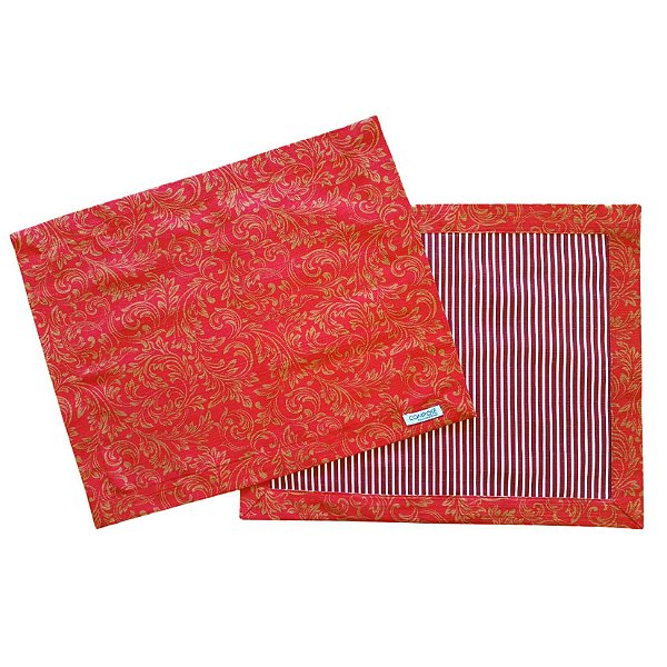 Jogo Americano Vermelho c/ Dourado