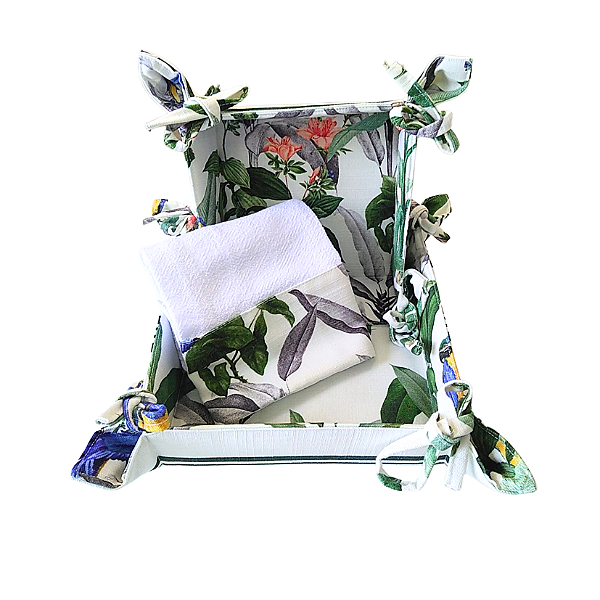 Kit Pannier Arara Branca P/M + Pano de Prato