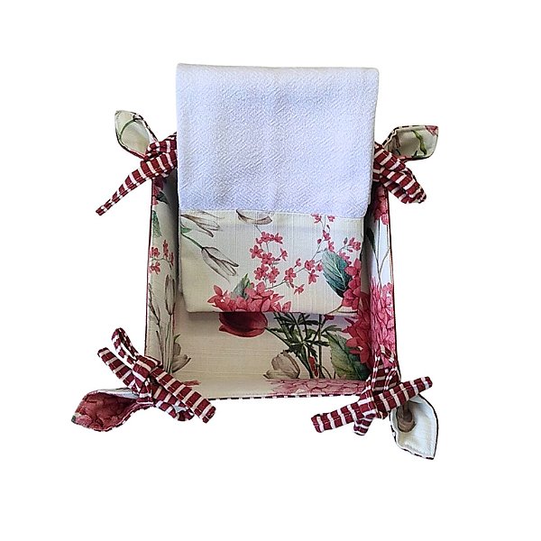 Kit Pannier Hortência Vermelha P + Pano de Prato