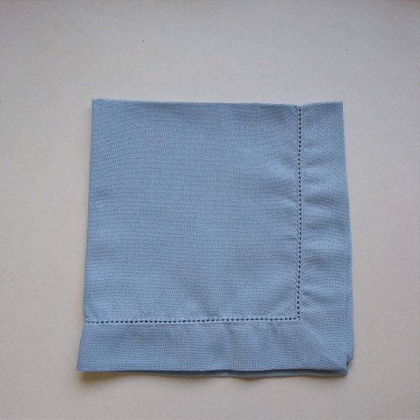 Guardanapo Linho Misto Azul Bebê Ponto Ajour 45x45
