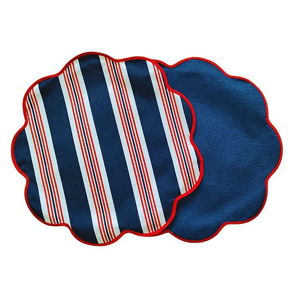 Jogo Americano Aquatic Listra Azul com Vermelho