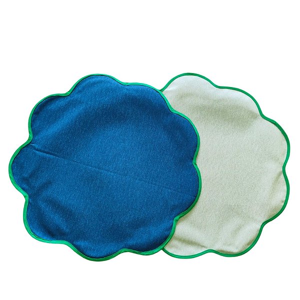 Jogo Americano Aquatic Azul com Branco borda Verde