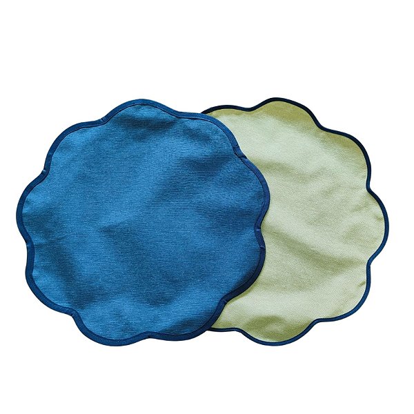 Jogo Americano Aquatic Azul com Off White borda Azul