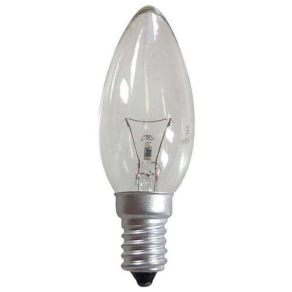 Lâmpada Vela 25w Rosca E-12 220v Incandescente Clara Abajur