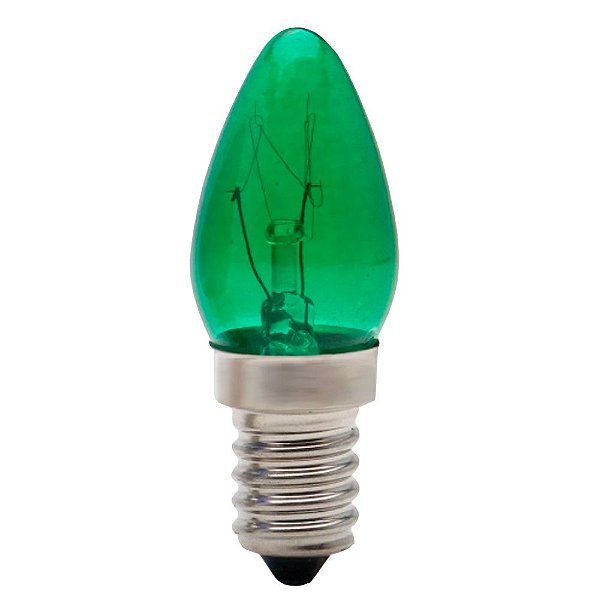 Lâmpada Chupeta 7w Incandescente E-14 Verde 127v