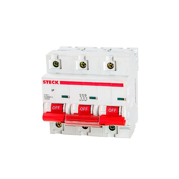 Disjuntor Din Sdd3c70 Curva C Tripolar 70a Steck