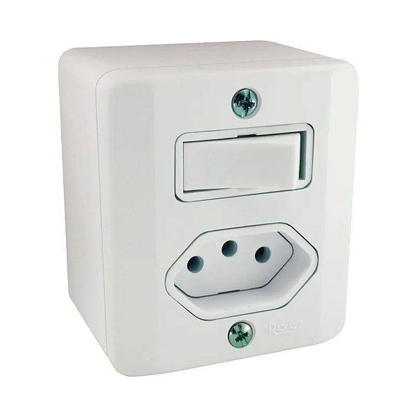 Interruptor Simples Com Tomada  20a Radial Sistema X Sobrepor