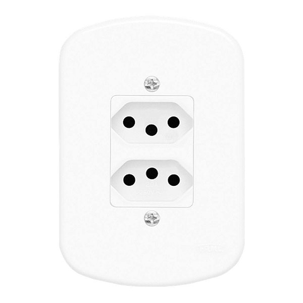 Conjunto de Tomadas Duplas 10a 2P+T 250v Completa Fame Blanc