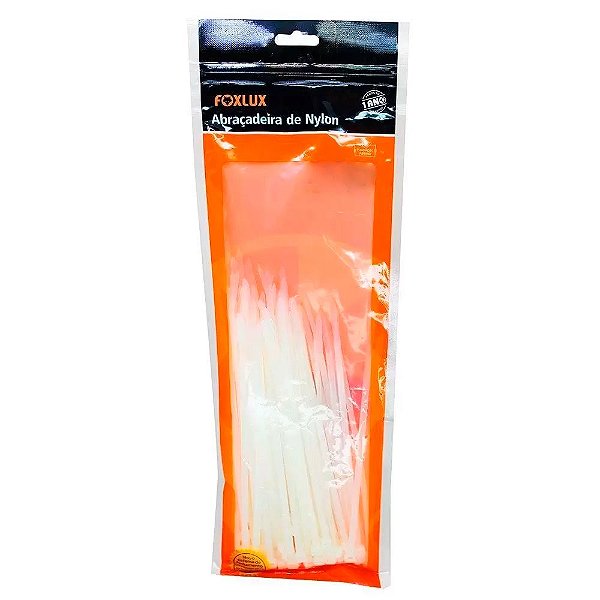 Pacote 100 Abraçadeira Em Nylon 200x2,5mm Branca Foxlux