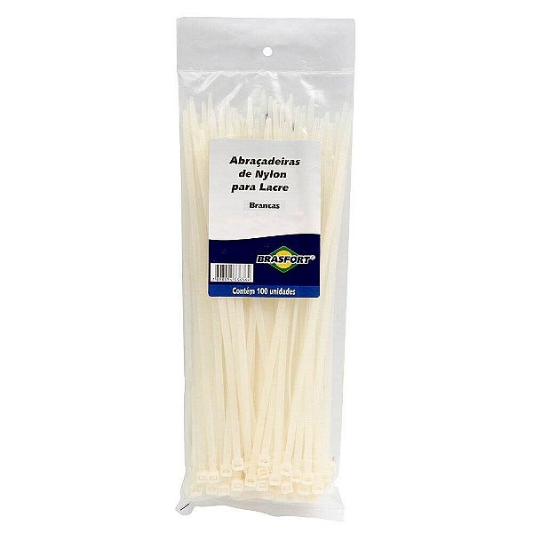 Pacote 50 Abraçadeira Em Nylon 300x7,6mm Branca Brasfort