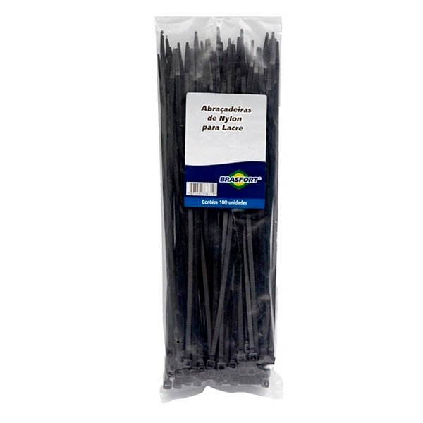Pacote 100 Abraçadeira Em Nylon 250x3,6mm Preta Brasfort