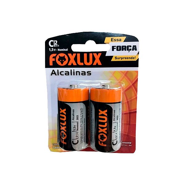 Pilhas Média Lr14 Alcalina C2 1.5v 2 Unidades Foxlux