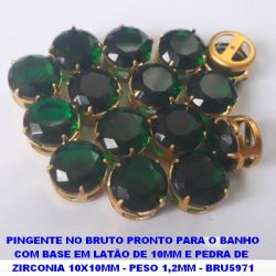 PINGENTE NO BRUTO PRONTO PARA O BANHO COM BASE EM LATÃO DE 10MM E PEDRA DE  ZIRCONIA 10X10MM - PESO 1,2MM - BRU5971