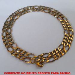 CORRENTE NO BRUTO PRONTO PARA BANHO  3X1 (LARGURA 6MM)(XCN129) -  COM FECHO LAGOSTA(PESO 25,9GR ) - ''60CM'' -BRU4420