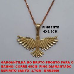 GARGANTILHA NO BRUTO PRONTO PARA O BANHO - CORRENTE 45CM - PING.DIAMANTADO ESPIRITO SANTO- 3,7GR - BRU2460