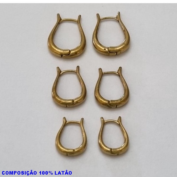 BRINCO NO BRUTO PRONTO PARA O BANHO 100% LATÃO BRINCO DE PRESSÃO(TRANQUETA) - TRIO DE BRINCO COM 3 PAR TAMANHOS 15MM/13MM/11MM - PESO TOTAL 4,1GR - BRU100118A