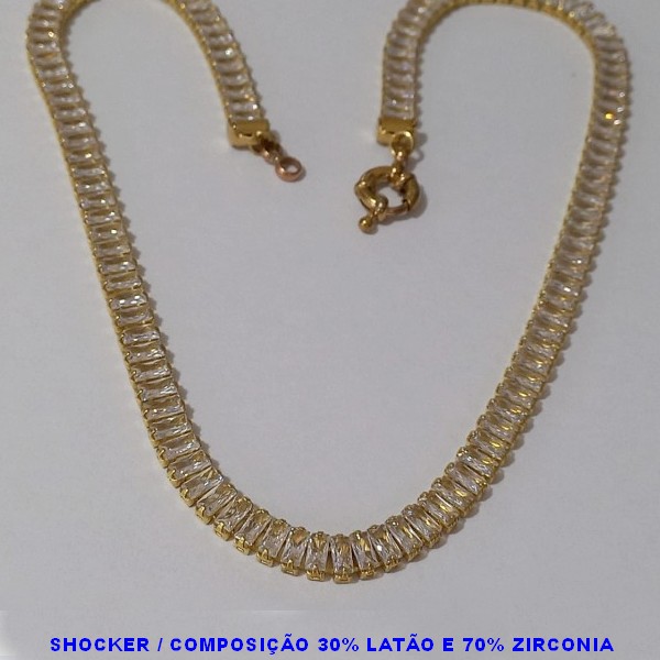 SHOCKER NO BRUTO PRONTO PARA O BANHO - COMPOSIÇÃO 30% LATÃO 70% ZIRCONIA 2,5X5 - COM FECHO BOIA - 40CM - PESO TOTAL  18.1GR - BRU1345A