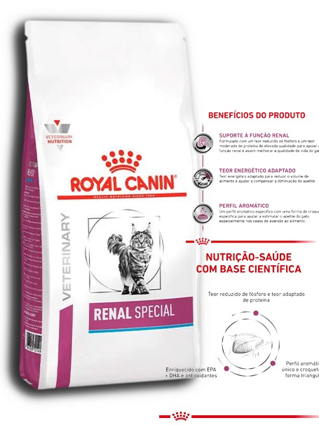 Ração Royal Canin Veterinary Diet Renal Special para Gatos com Doenças  Renais - 1,5 Kg