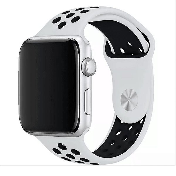 Pulseira Nike Sport Apple Watch Branco Sujo E Preto Silicone 38-40Mm