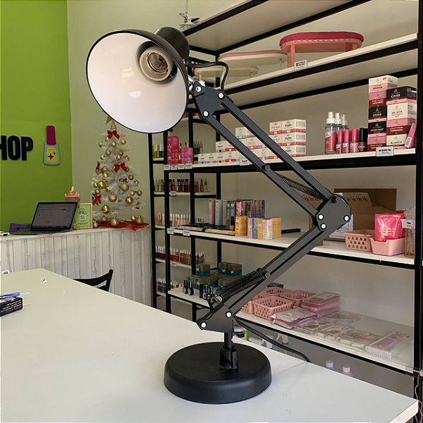 Luminária Articulada com base média PRETO Bemvindo à a