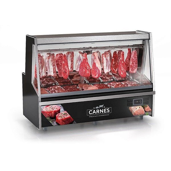 Balcão De Açougue Avícola Expositor Frigorífico Premium Linha Turino Sem Depósito GATP-200PR Preto 220V Gelopar