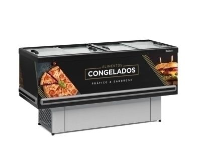 Ilha Expositor p/ Congelados e Resfriados GESV-190RPR  Vidro Reto Deslizante Gelopar